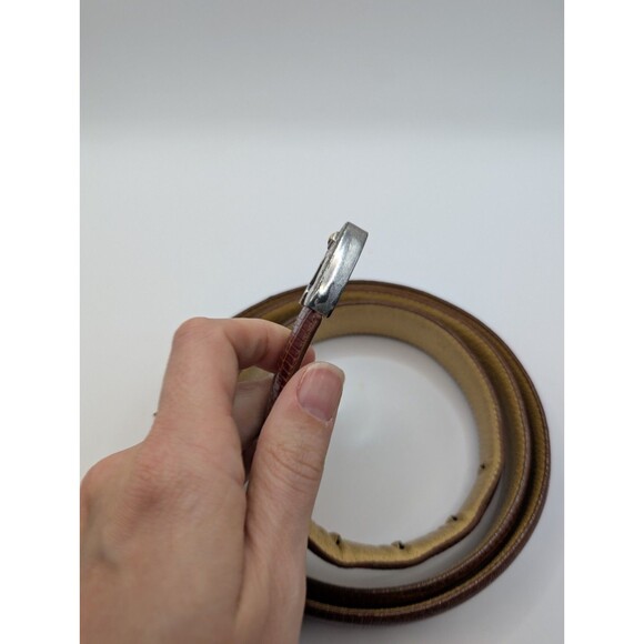 Belt Master Genuine Italian Leather Mens 46 BrownSouthwest Gold/Silver Hardware - Picture 4 of 6